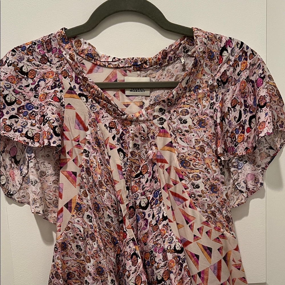Isabel Marant Pink and Purple Patterned Blouse